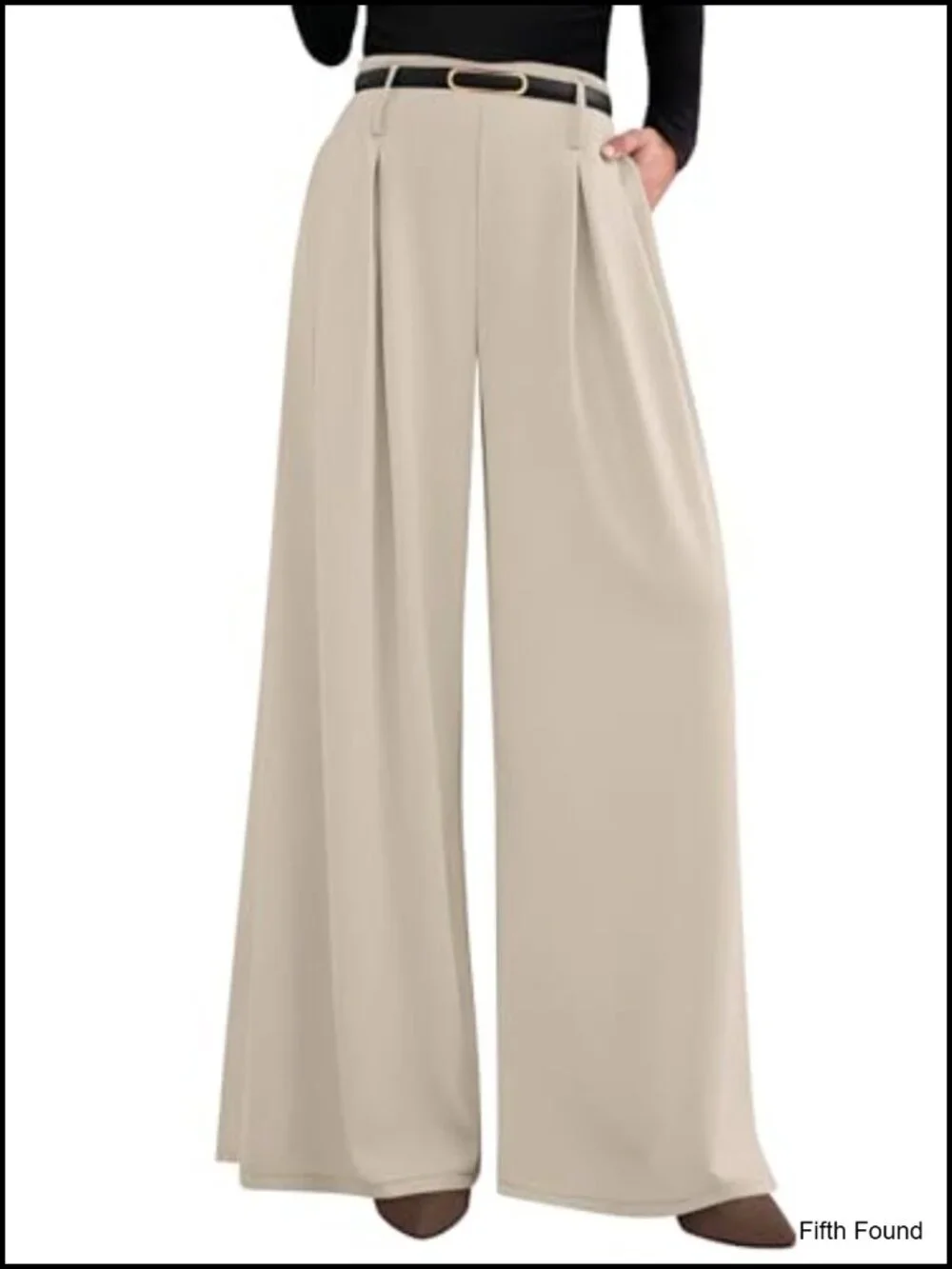 High Waisted Wide Leg Dress Pants Pleated Slacks Flowy Business Work Palazzo